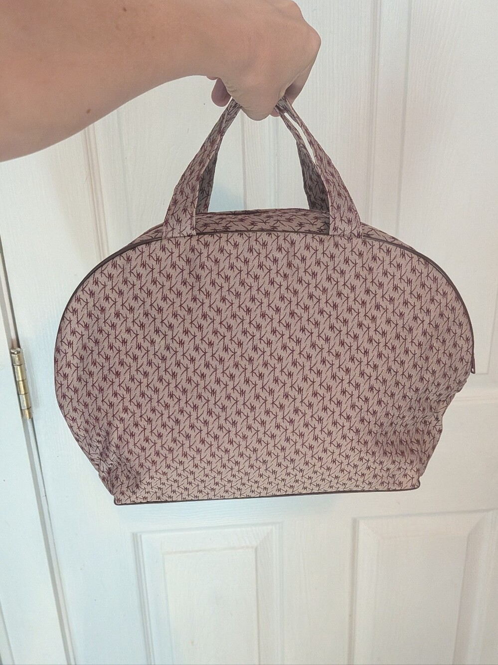 Vintage 1980 Mary Kay Stiched Monogram Travel Train Case Cosmetic Bag Retro
